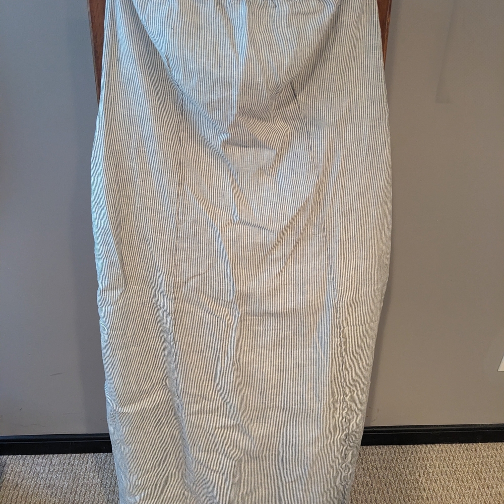 Quince Strapless Blue And White Maxi Dress